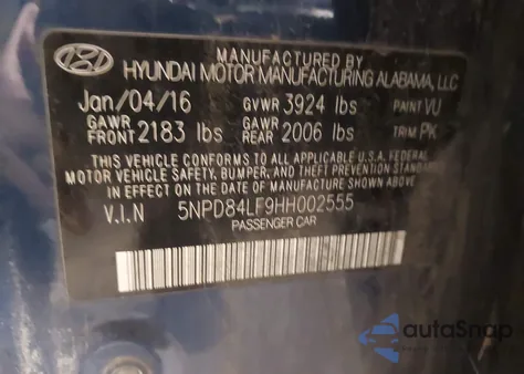 2017 Hyundai Elantra Se из США, поврежденный, VIN 5NPD84LF9HH002555